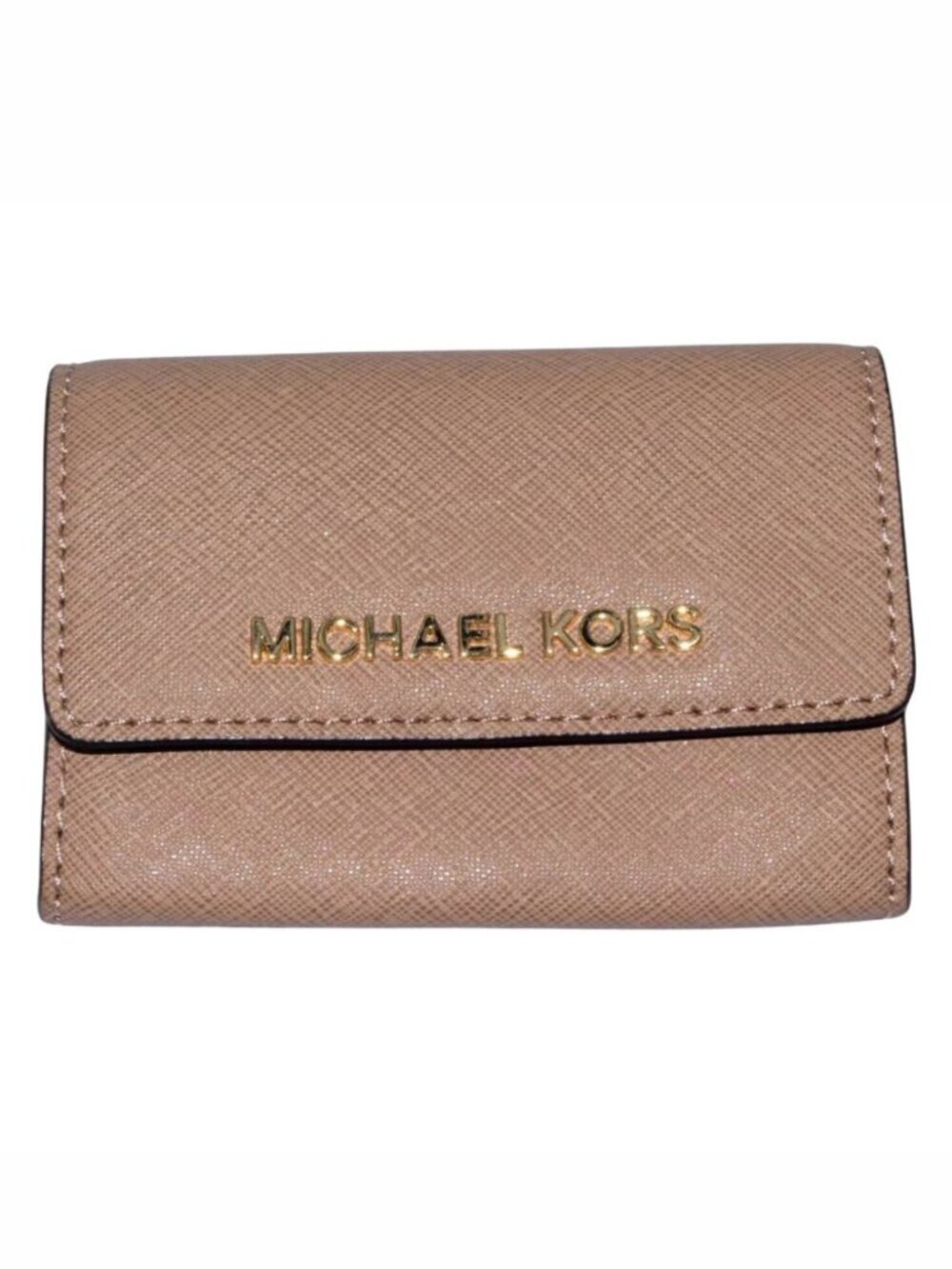 MICHAEL KORS Jet Set Travel Card Case Wallet MK Brown Leather NWT